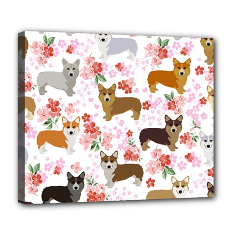 Corgis Corgi Pattern Deluxe Canvas 24  X 20  (stretched) by Cowasu