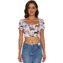 Corgis Corgi Pattern Short Sleeve Square Neckline Crop Top  View1