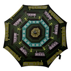 Narrow-boats-scene-pattern Hook Handle Umbrellas (large)