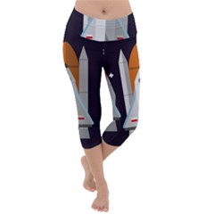 Rocket-space-universe-spaceship Lightweight Velour Capri Yoga Leggings by Cowasu