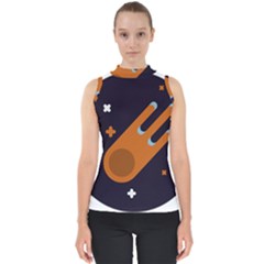 Meteor-meteorite-space-comet Mock Neck Shell Top