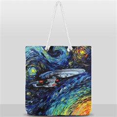 Spaceship Galaxy Parody Art Starry Night Full Print Rope Handle Tote (large) by Sarkoni