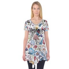 Mushroom Pattern Short Sleeve Tunic  by Valentinaart