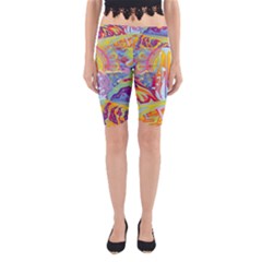 Multicolored Optical Illusion Painting Psychedelic Digital Art Yoga Cropped Leggings by Bedest