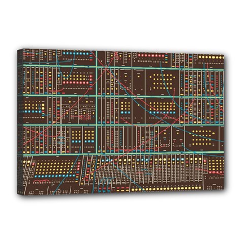 Digital Art Moog Music Synthesizer Vintage Canvas 18  X 12  (stretched) by Bedest