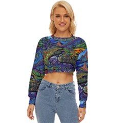 Multicolored Abstract Painting Artwork Psychedelic Colorful Lightweight Long Sleeve Sweatshirt by Bedest