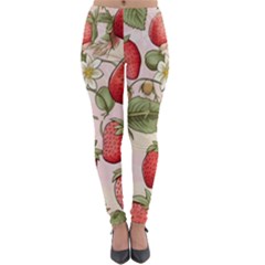 Strawberry Fruit Lightweight Velour Leggings by Bedest