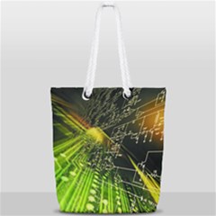Machine Technology Circuit Electronic Computer Technics Detail Psychedelic Abstract Pattern Full Print Rope Handle Tote (small) by Sarkoni