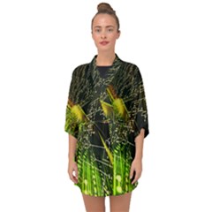 Machine Technology Circuit Electronic Computer Technics Detail Psychedelic Abstract Pattern Half Sleeve Chiffon Kimono by Sarkoni