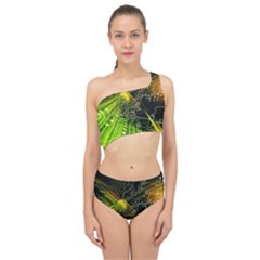 Machine Technology Circuit Electronic Computer Technics Detail Psychedelic Abstract Pattern Spliced Up Two Piece Swimsuit by Sarkoni