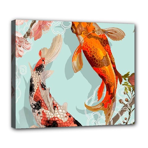 Koi Fish Deluxe Canvas 24  X 20  (stretched) by Grandong