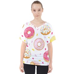 Vector Donut Seamless Pattern V-neck Dolman Drape Top by Grandong