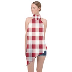 Gingham - 4096x4096px - 300dpi14 Halter Asymmetric Satin Top by EvgeniaEsenina