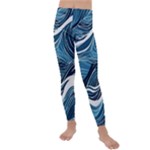 Abstract Blue Ocean Wave Kids  Lightweight Velour Leggings