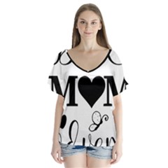 Best Mom Ever Gift T- Shirt Best Knitting Mom Ever T- Shirt Yoga Reflexion Pose T- Shirtyoga Reflexion Pose T- Shirt V-neck Flutter Sleeve Top by hizuto