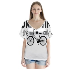 Bicycle T- Shirt Bicycle Commuting Is The Only Way For Me T- Shirt Yoga Reflexion Pose T- Shirtyoga Reflexion Pose T- Shirt V-neck Flutter Sleeve Top by hizuto