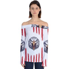 Usa Soccer T- Shirt U S A Patriotic American Flag Soccer Ball Football T- Shirt (1) Off Shoulder Long Sleeve Top by ZUXUMI