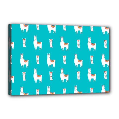 Lama Alpaca Animal Pattern Design Canvas 18  X 12  (stretched) by Pakjumat