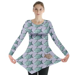 Fishes Pattern Background Theme Long Sleeve Tunic  by Pakjumat