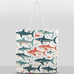 Fish Shark Animal Pattern Full Print Rope Handle Tote (large) by Pakjumat
