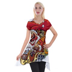 Funny Santa Claus Christmas Short Sleeve Side Drop Tunic by Sarkoni