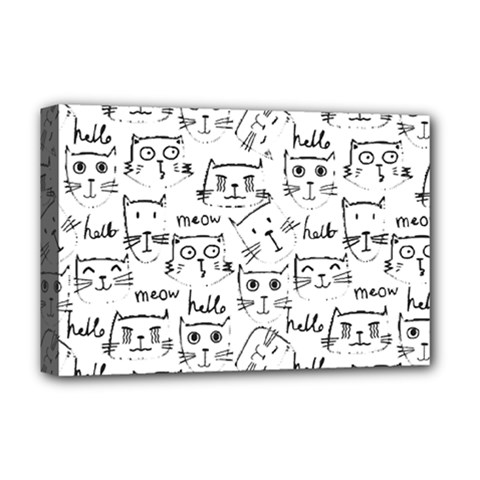Cat Apparel T- Shirt Cute Cat Pattern For Cat Lovers T- Shirt Deluxe Canvas 18  X 12  (stretched) by EnriqueJohnson
