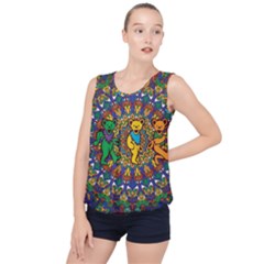 Grateful Dead Pattern Bubble Hem Chiffon Tank Top by Sarkoni