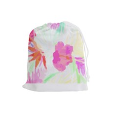 Hawaii T- Shirt Hawaii Flowerbages Pattern T- Shirt Drawstring Pouch (large)