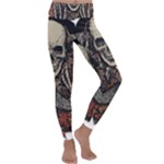 Gray And Multicolored Skeleton Illustration Kids  Lightweight Velour Classic Yoga Leggings