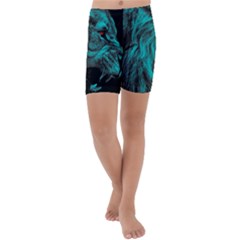 Angry Male Lion Predator Carnivore Kids  Lightweight Velour Capri Yoga Leggings by uniart180623