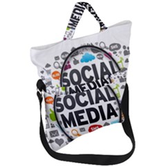 Social Media Computer Internet Typography Text Poster Fold Over Handle Tote Bag by Ket1n9