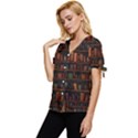 Books Library Bow Sleeve Button Up Top View2