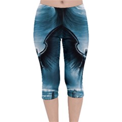 Rising Angel Fantasy Velvet Capri Leggings  by Ket1n9