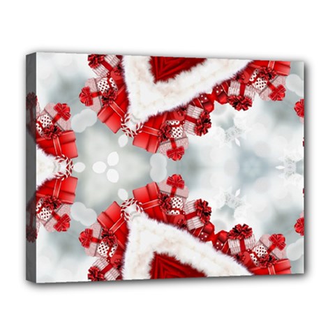 Christmas-background-tile-gifts Canvas 14  X 11  (stretched) by Grandong