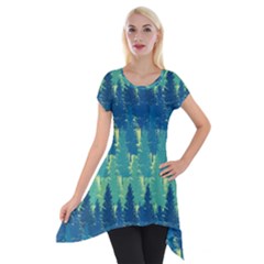 Christmas Trees Pattern Digital Paper Seamless Short Sleeve Side Drop Tunic by Grandong