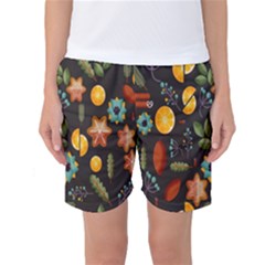 Christmas-seamless-pattern   - Women s Basketball Shorts by Grandong