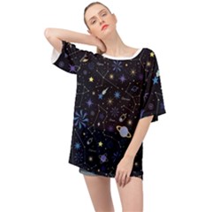 Starry Night  Space Constellations  Stars  Galaxy  Universe Graphic  Illustration Oversized Chiffon Top by Grandong