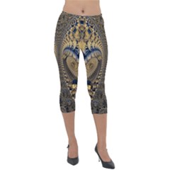 Fractal Spiral Infinite Psychedelic Lightweight Velour Capri Leggings  by Ravend