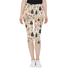 Pattern Seamless Inside Out Lightweight Velour Capri Leggings 