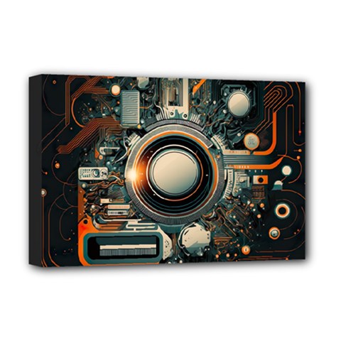 Illustrations Technology Robot Internet Processor Deluxe Canvas 18  X 12  (stretched) by Vaneshop