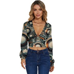 Illustrations Technology Robot Internet Processor Long Sleeve Deep-v Velour Top by Vaneshop