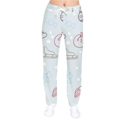 Winter Pattern Background Element Women Velvet Drawstring Pants by Pakjumat