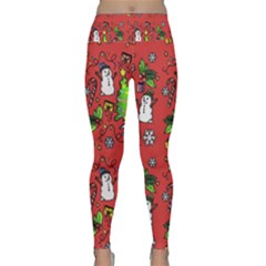 Santa Snowman Gift Holiday Lightweight Velour Classic Yoga Leggings by Pakjumat