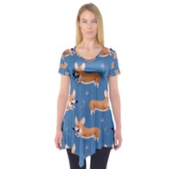 Corgi Patterns Short Sleeve Tunic  by Amaryn4rt