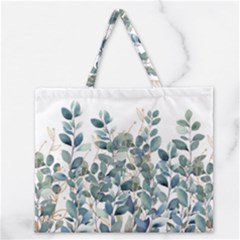 Green And Gold Eucalyptus Leaf Zipper Large Tote Bag by Jack14