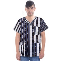 Architecture-building-pattern Men s V-neck Scrub Top