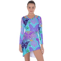Butterfly Vector Background Asymmetric Cut-out Shift Dress by Amaryn4rt