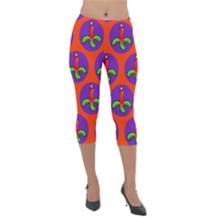 Christmas Candles Seamless Pattern Lightweight Velour Capri Leggings  by Amaryn4rt