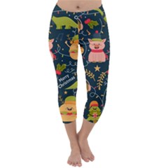 Colorful-funny-christmas-pattern Merry Christmas Xmas Capri Winter Leggings  by Amaryn4rt