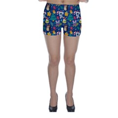 Colorful-funny-christmas-pattern  --- Skinny Shorts by Amaryn4rt